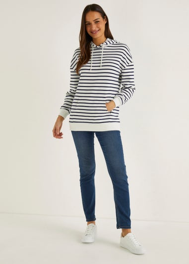 Cream Stripe Hoodie