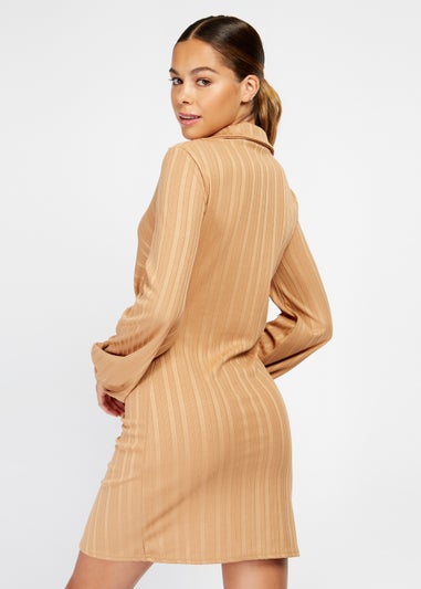 Girls on Film by Dani Dyer Camel Ribbed Mini Dress