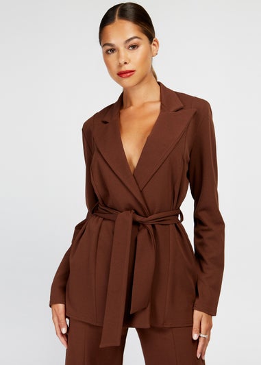 Girls on Film Chocolate Tie Waist Blazer