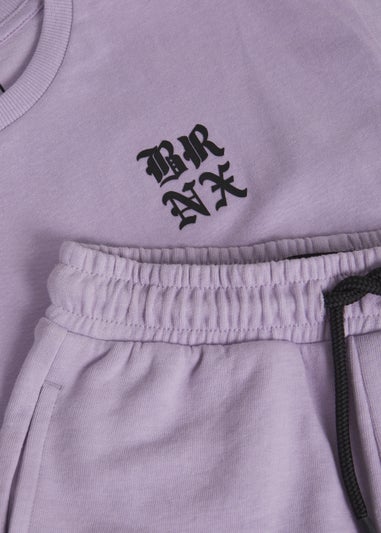 Boys Lilac BRNX T-Shirt & Shorts Set (4-13yrs)