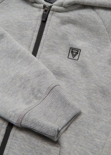 Boys Grey Waffle Zip Up Hoodie (4-15yrs)