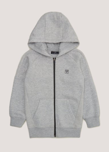 Boys Grey Waffle Zip Up Hoodie (4-15yrs)