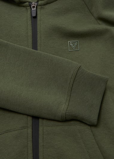 Boys Khaki Mesh Zip Up Hoodie (4-15yrs)