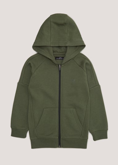 Boys Khaki Mesh Zip Up Hoodie (4-15yrs)