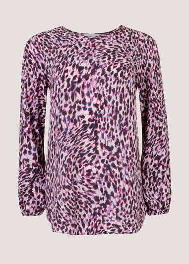 Pink Animal Print Bubble Box Long Sleeve Top