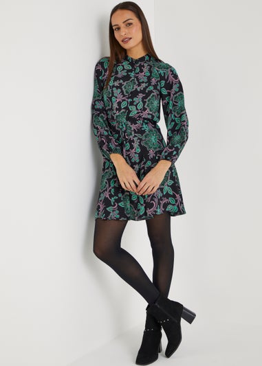 Floral Long Sleeve Mini Dress