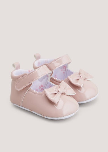 Pink Bow Soft Sole Baby Shoes (Newborn-18mths)