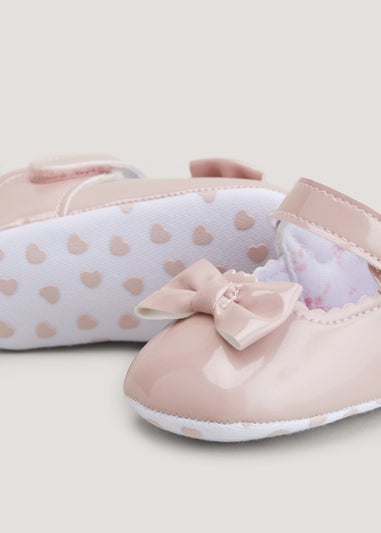 Pink Bow Soft Sole Baby Shoes (Newborn-18mths)