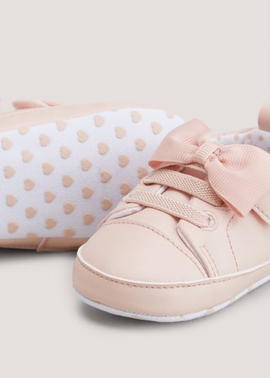 Pink Bow Soft Sole Baby Trainers (Newborn-18mths)