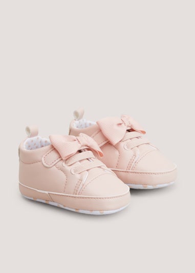 Pink Bow Soft Sole Baby Trainers (Newborn-18mths)