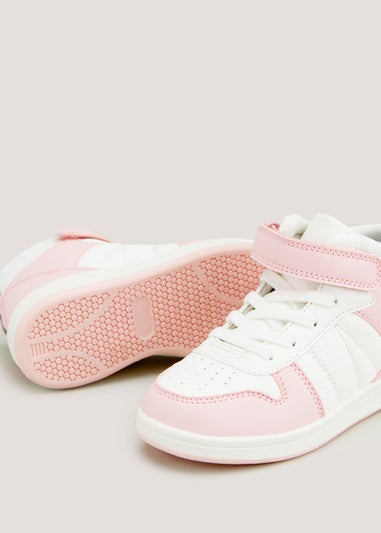 Girls White PU High Top Trainers (Younger 4-12)