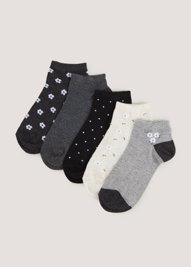 Black 5 Pack Floral Socks
