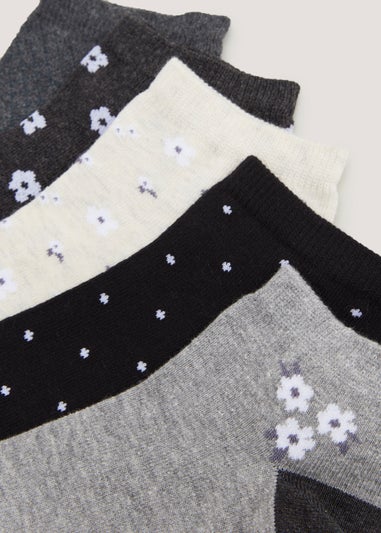 Black 5 Pack Floral Socks
