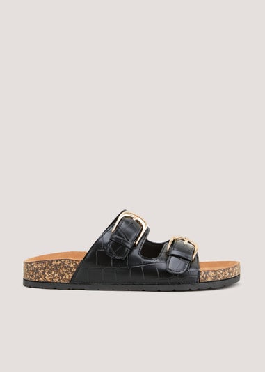 Black Footbed Sliders