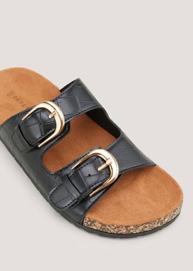 Black Footbed Sliders
