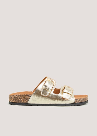 Gold Footbed Sliders