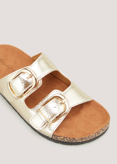 Gold Footbed Sliders