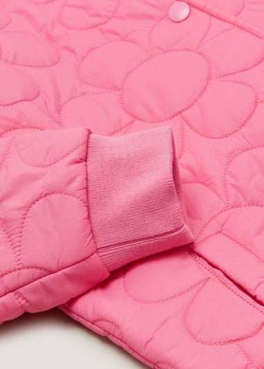 Girls Pink Floral Quilted Jacket (4-13yrs)