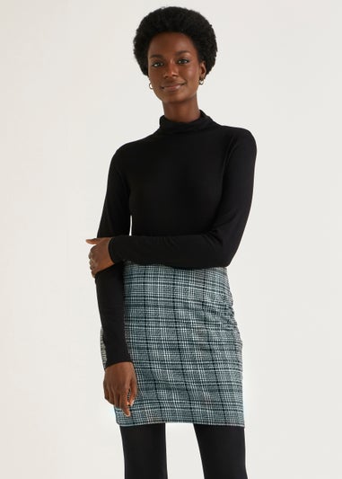 Grey Check Textured Mini Skirt