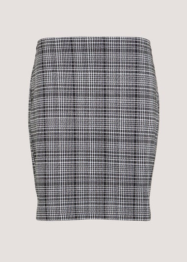 Grey Check Textured Mini Skirt