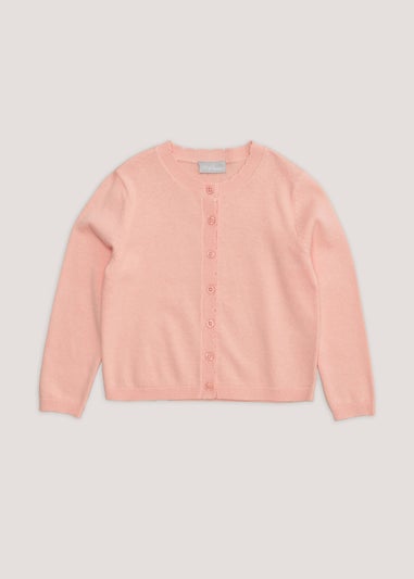 Girls Peach Scalloped Cardigan (4-13yrs)
