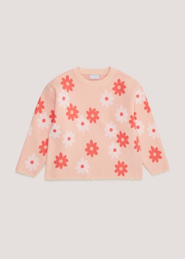 Girls Pink Daisy Jumper (4-13yrs)