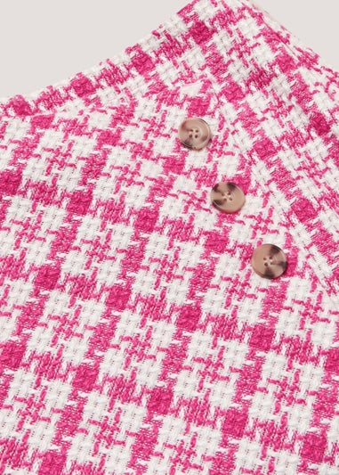 Girls Pink Check Button Skort (4-13yrs)