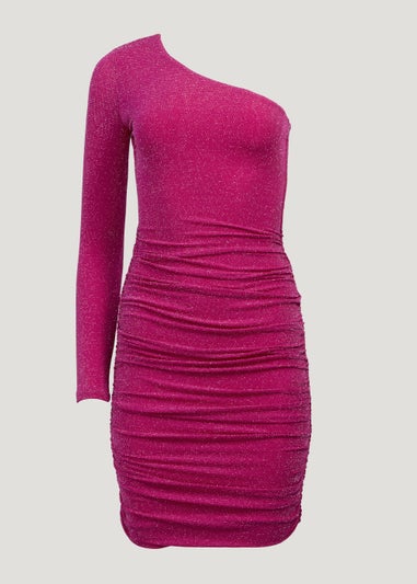 Be Beau Pink Sparkle Asymmetric Mini Dress