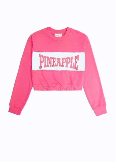 Girls Pineapple Pink Glitter Sweatshirt (5-13yrs)