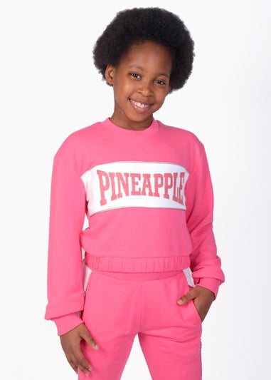 Girls Pineapple Pink Glitter Sweatshirt (5-13yrs)