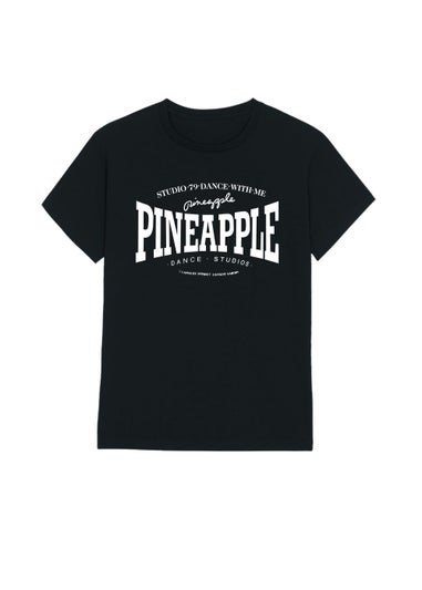 Girls Pineapple Black Cotton Logo T-Shirt (5-13yrs)