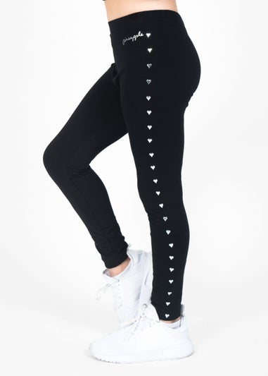Girls Pineapple Black Heart Stud Leggings (5-12yrs)