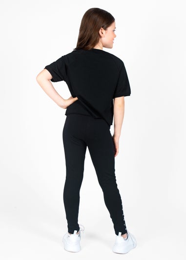 Girls Pineapple Black Heart Stud Leggings (5-12yrs)