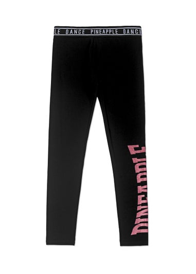 Girls Pineapple Black Glitter Jacquard Leggings (5-13yrs)