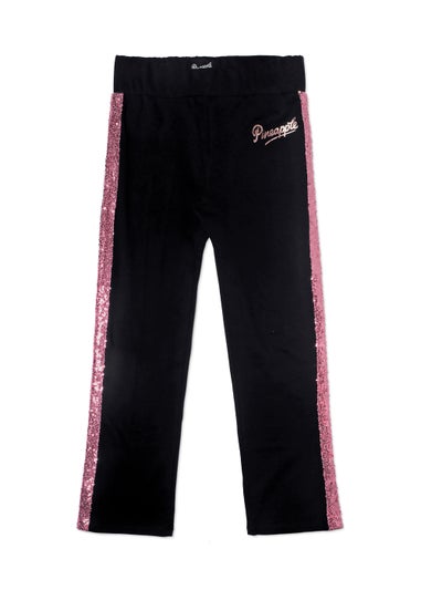 Girls Pineapple Black Sequin Wide Leg Joggers (5-13yrs)