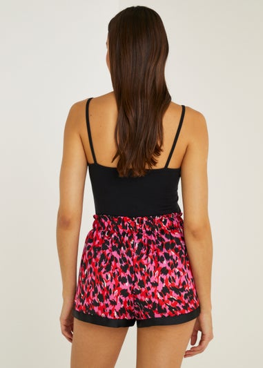 Red Animal Print Pyjama Shorts