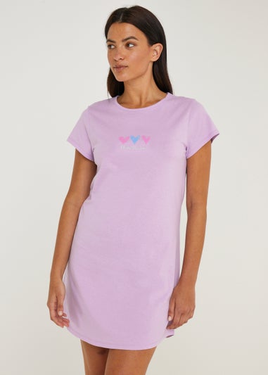 Lilac Heart Embroidered Nightie