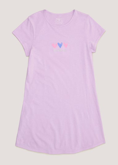 Lilac Heart Embroidered Nightie