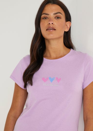 Lilac Heart Embroidered Nightie