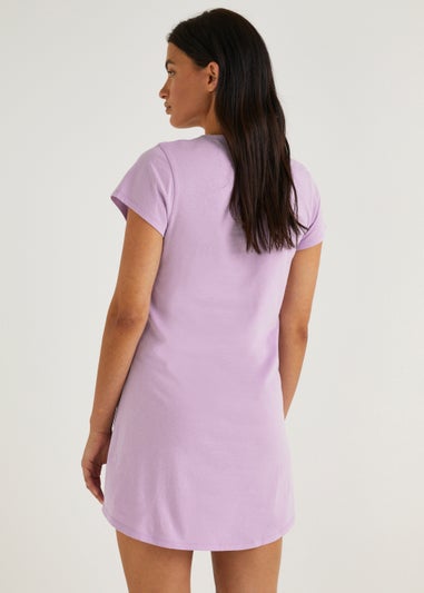 Lilac Heart Embroidered Nightie