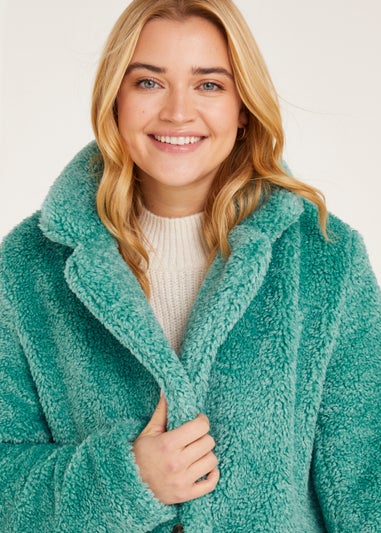 Papaya Petite Teal Teddy Coat