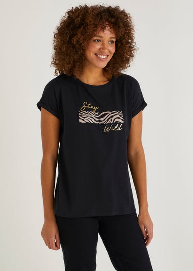 Black Wild Slogan T-Shirt