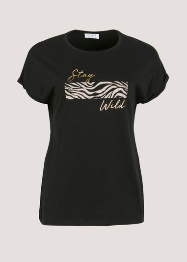 Black Wild Slogan T-Shirt