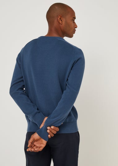 Farah Stern Navy Crew Neck Jumper