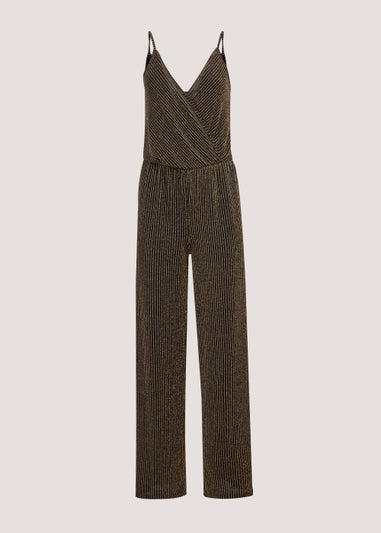 Be Beau Black & Gold Metallic Jumpsuit
