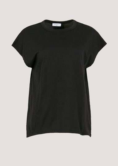 Black Essential Longline Cotton T-Shirt