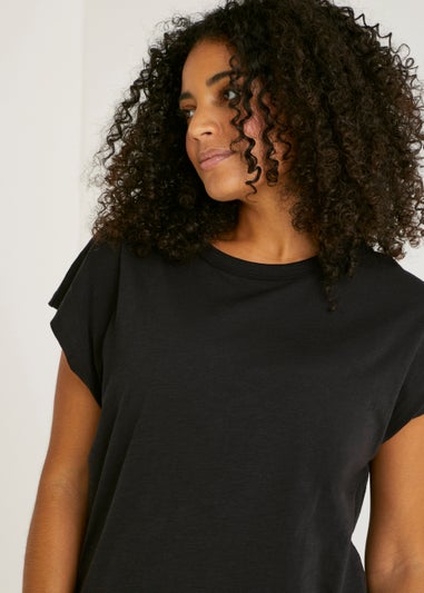 Black Essential Longline Cotton T-Shirt