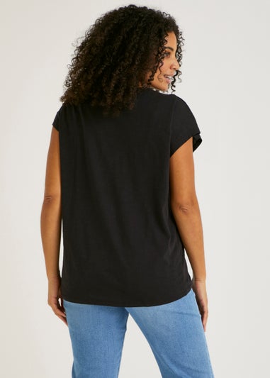 Black Essential Longline Cotton T-Shirt