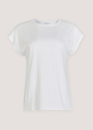 White Cotton Longline Essential T-Shirt