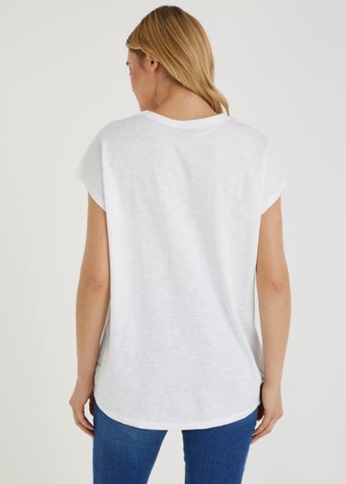 White Cotton Longline Essential T-Shirt
